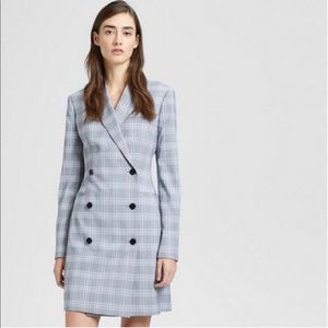 THEORY Double-Breasted Maple Check Blazer Dress
